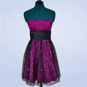 Blondie Nites by Linda Bernell Fuchsia Short Party Dress with Mirror Sequins
